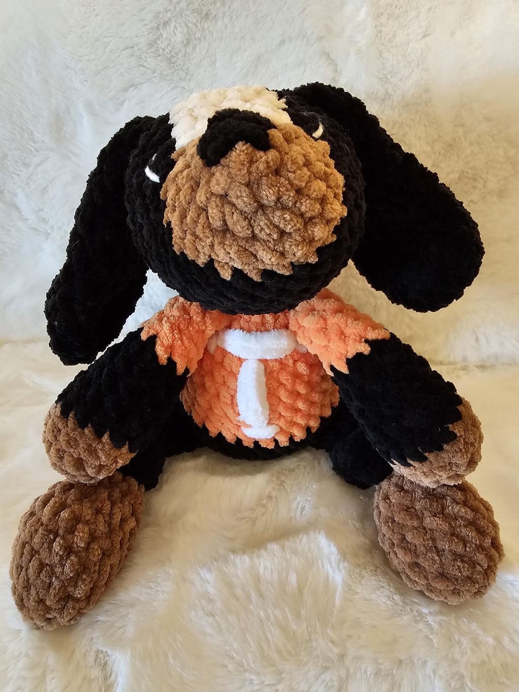 Handmade Crocheted Plushie: Soft Chenille Yarn Smokey Mascot