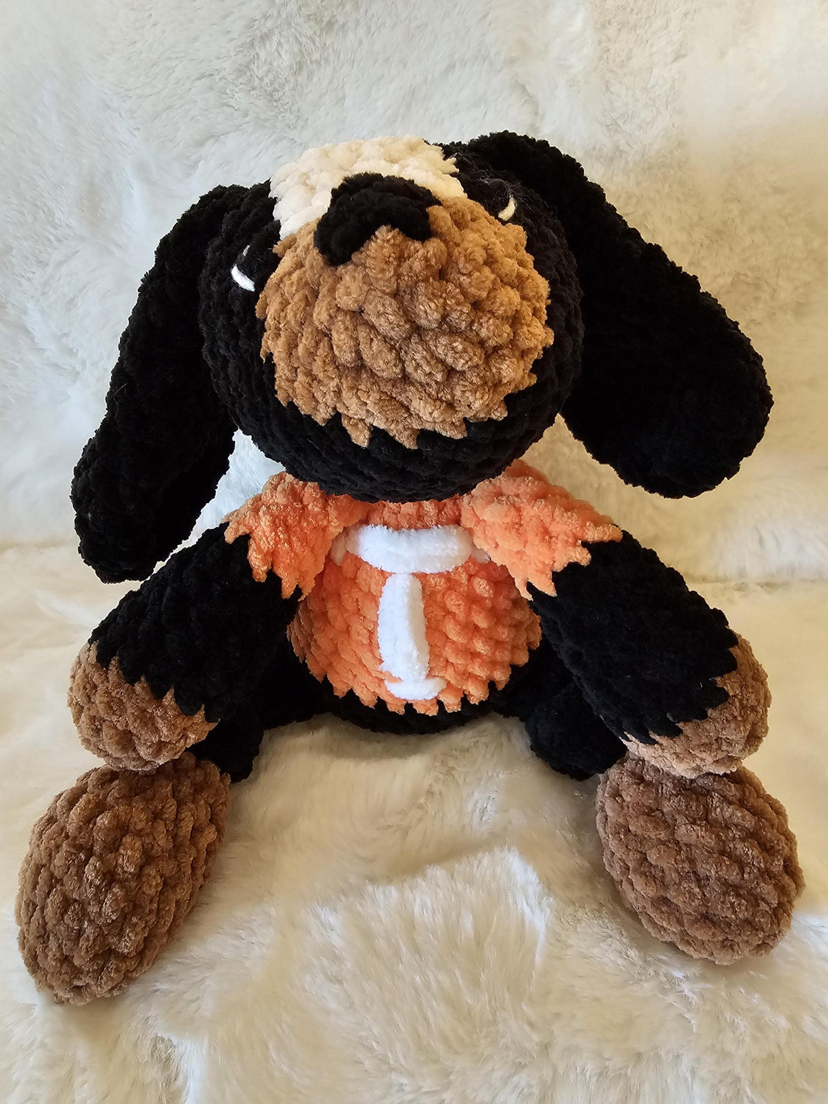 Handmade Crocheted Plushie: Soft Chenille Yarn Smokey Mascot