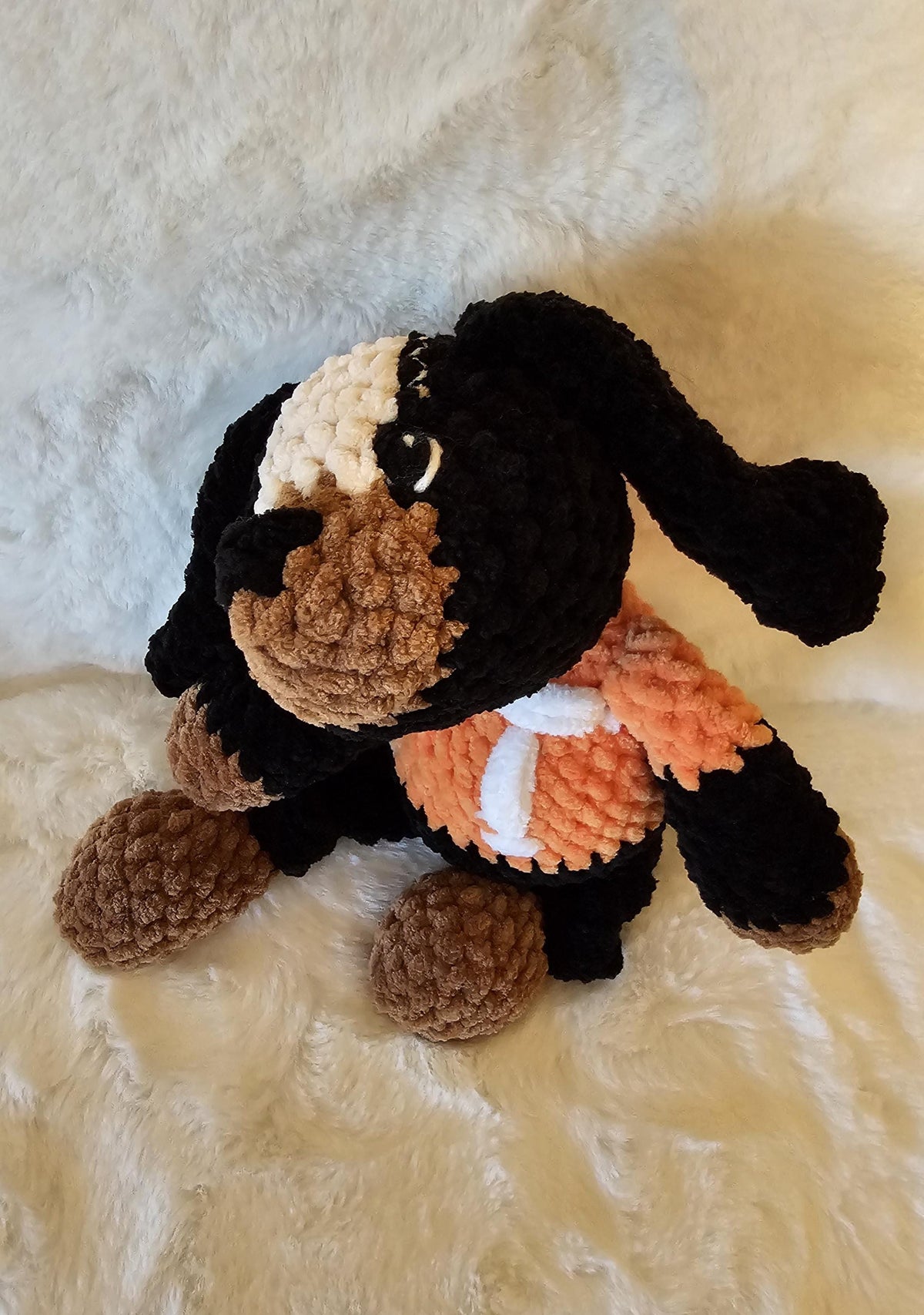 Handmade Crocheted Plushie: Soft Chenille Yarn Smokey Mascot