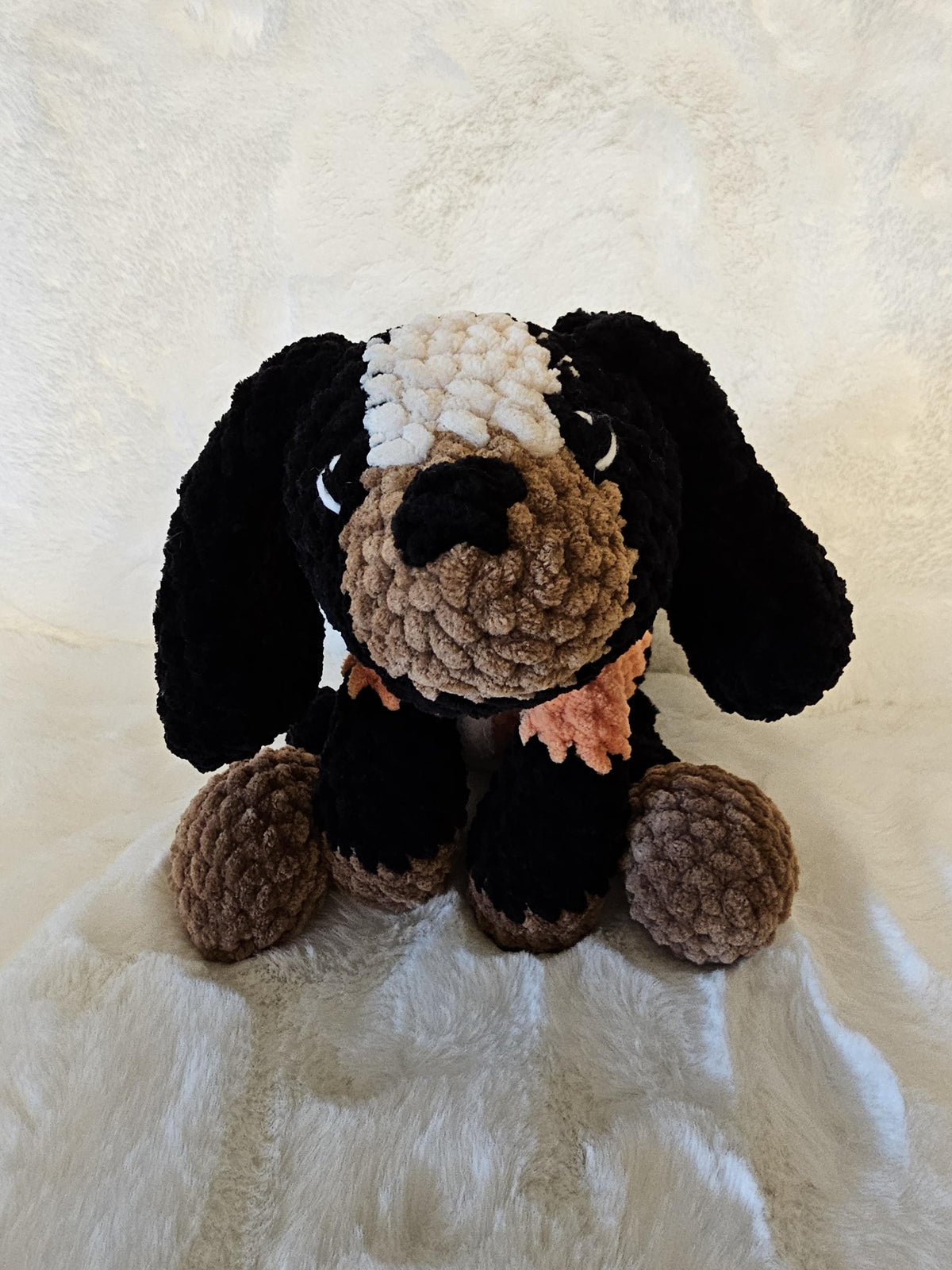 Handmade Crocheted Plushie: Soft Chenille Yarn Smokey Mascot