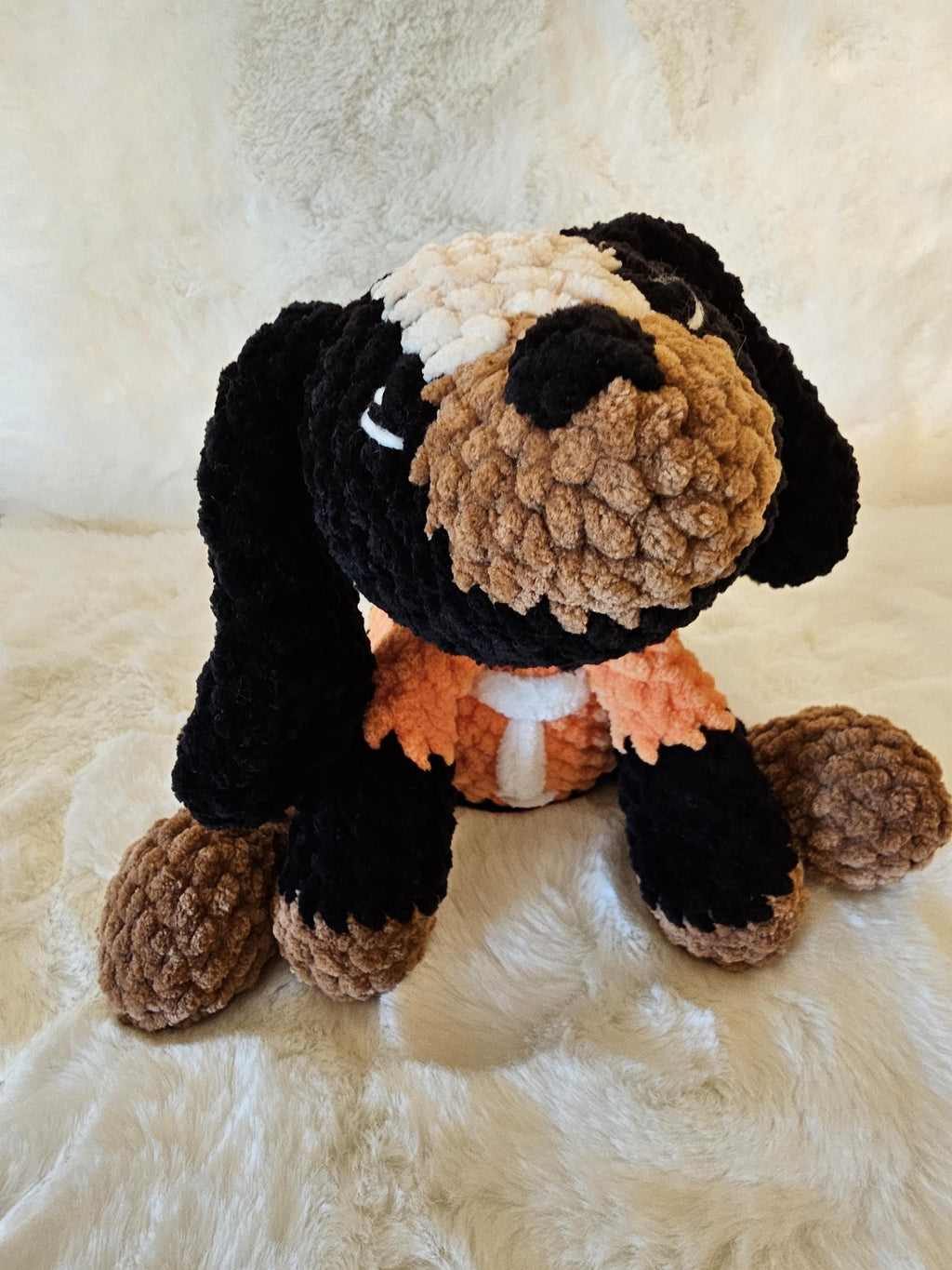 Handmade Crocheted Plushie: Soft Chenille Yarn Smokey Mascot