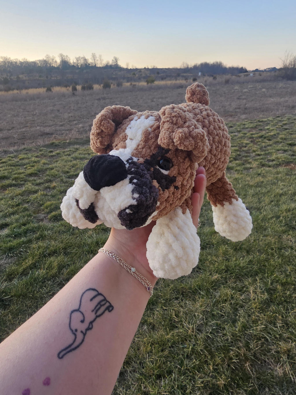 Handmade Boxer Pup Crochet Plush | Made to Order