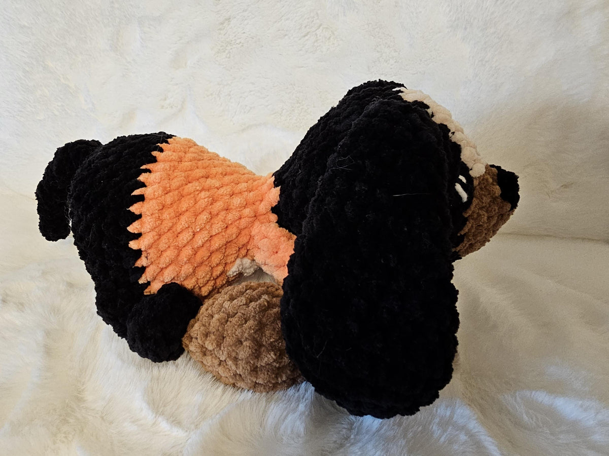 Handmade Crocheted Plushie: Soft Chenille Yarn Smokey Mascot