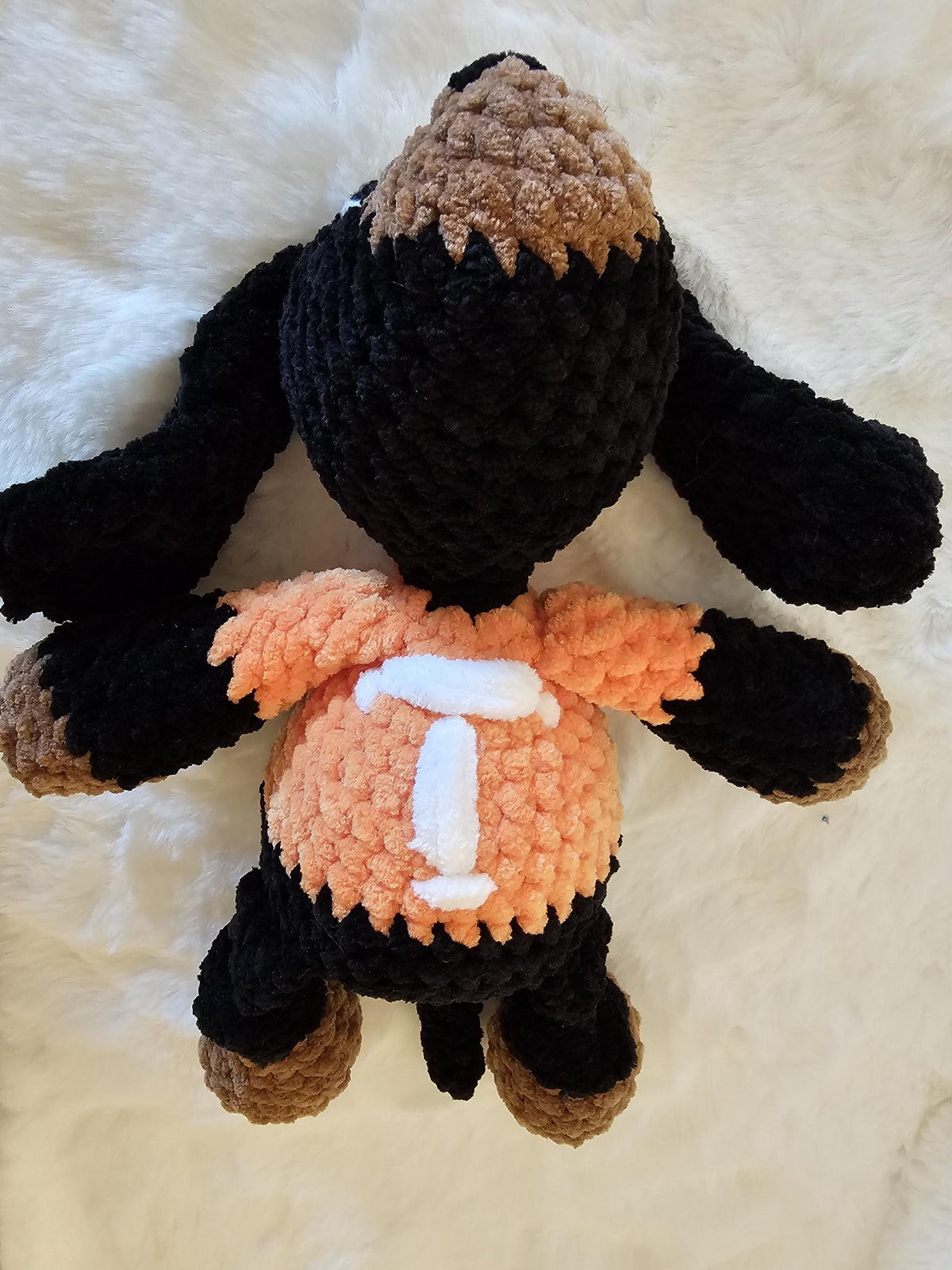 Handmade Crocheted Plushie: Soft Chenille Yarn Smokey Mascot