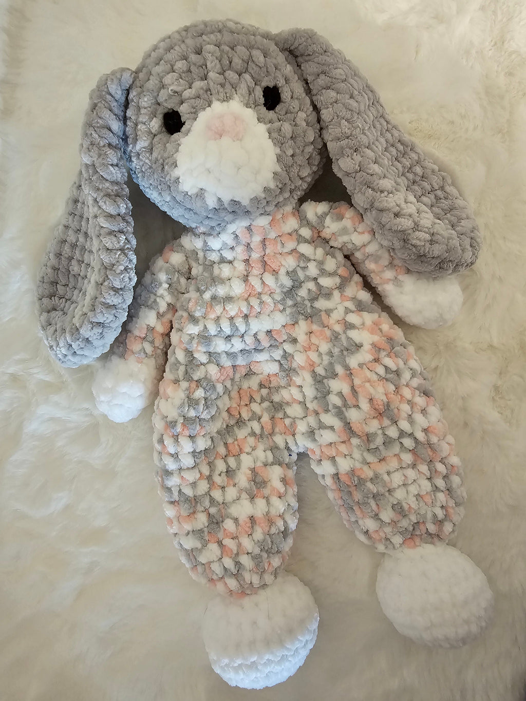 Handmade Chenille Bunny Lovey: Crocheted Pajama Plush