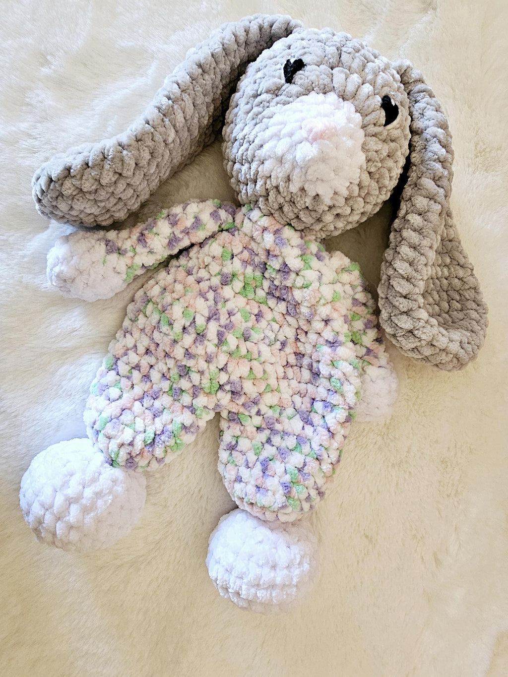 Handmade Chenille Bunny Lovey: Crocheted Pajama Plush